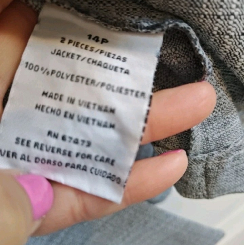 Danny & Nicole Women‎ 14 Petite Blazer Jacket Grey Jersey Peplum Career Wear - Picture 4 of 7